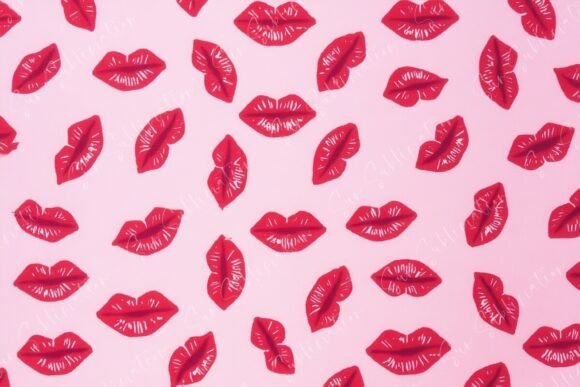 Download Vibrant and Playful Pattern of Red Lips - Playful pattern Collection