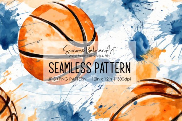 Basketball Watercolor Seamless Pattern
