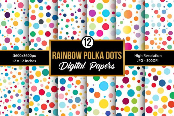 Download Rainbow Polka Dots Digital Paper Pattern - Polka dot Collection