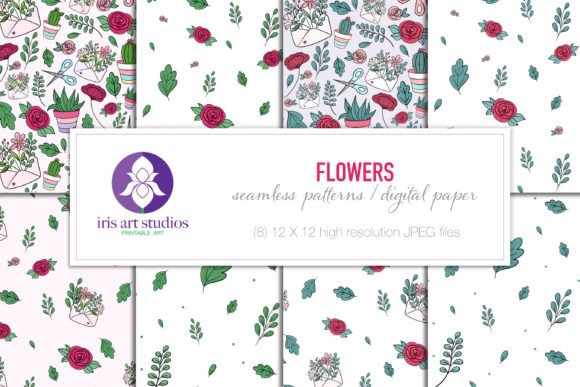 Download Seamless Flowers Pattern, Digital Paper - Seamless flowers Collection