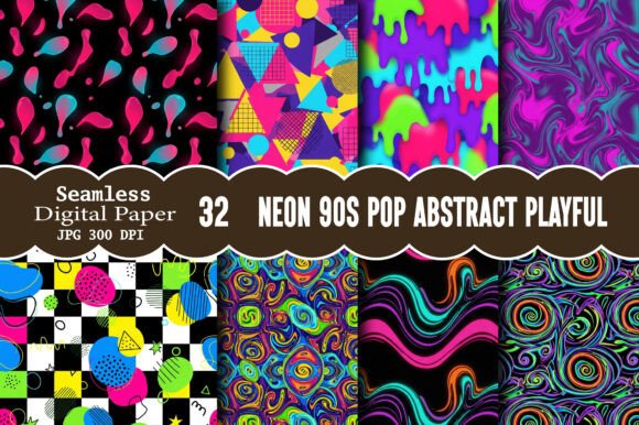 Download Neon 90s Pop Abstract Playful Pattern - Playful pattern Collection
