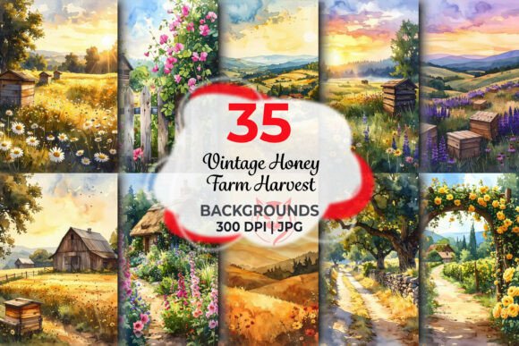 Vintage Honey Farm Harvest Backgrounds