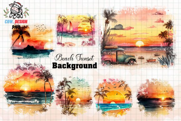Beach Sunset Watercolor Collection