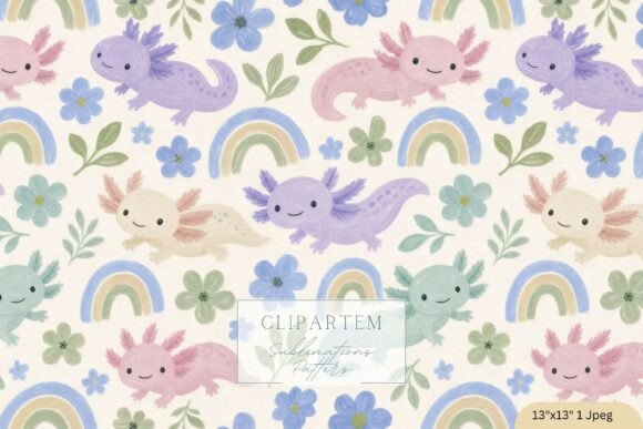 Pastel Axolotl Rainbow Pattern Unisex