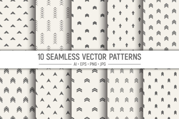 10 Seamless Geometric Arrows Vector Patt
