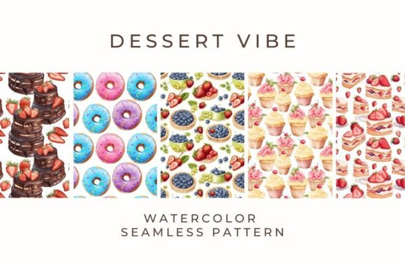Dessert Vibe Watercolor Seamless Pattern