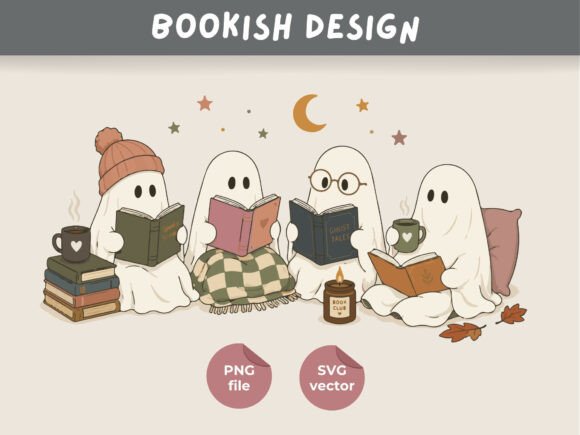 Cozy Book Club Ghosts, Book Lover Design