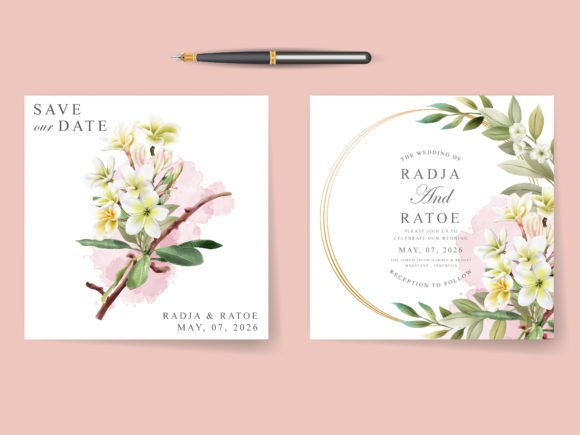 Download Plumeria Watercolor Wedding Invitations - Invitations Collection