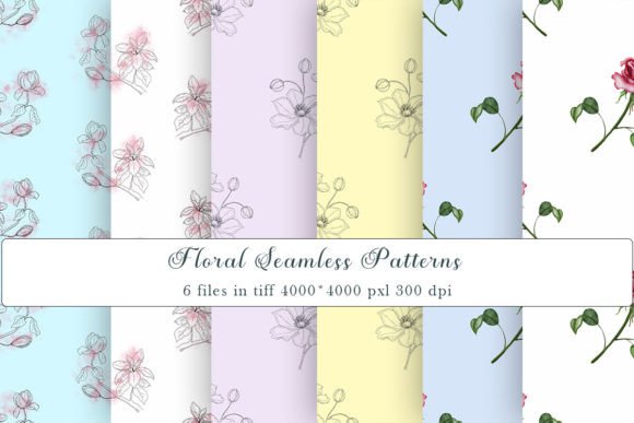 Floral Watercolor Seamless Pattern, Tiff