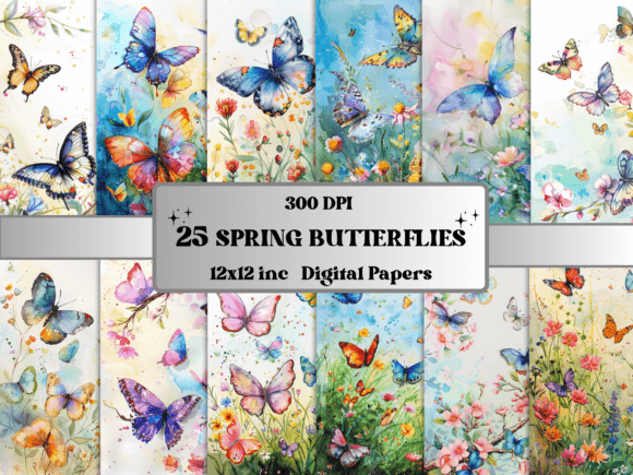 Watercolor Spring Butterfly Backgrounds