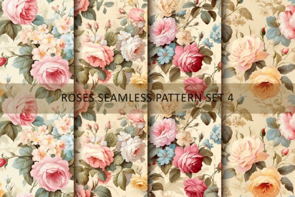 Roses and Buds Seamless Repeat Pattern