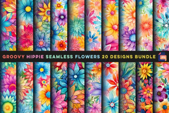 Download Groovy Hippie Seamless Flowers - Seamless flowers Collection