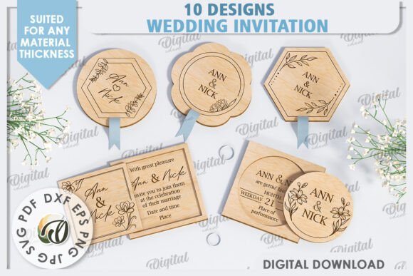 Download Wedding Invitations LaserCut Bundle - Invitations Collection