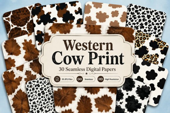Western Cow Print Seamless Patterns