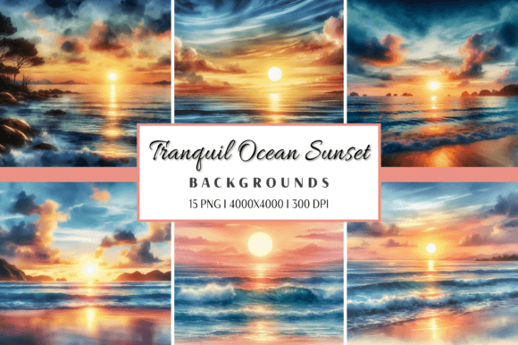 Tranquil Ocean Sunset Watercolor