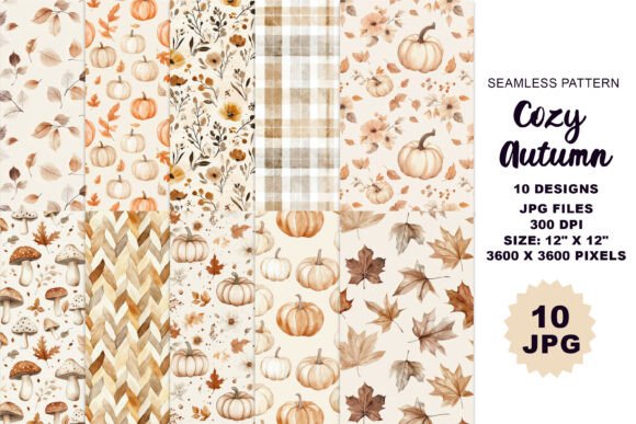 Cozy Autumn Watercolor Seamless Pattern