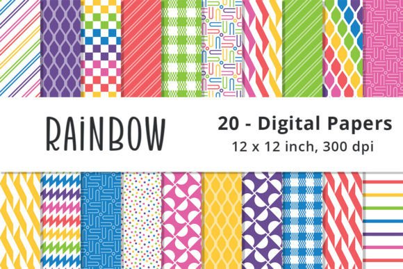Rainbow Pattern Digital Paper Background