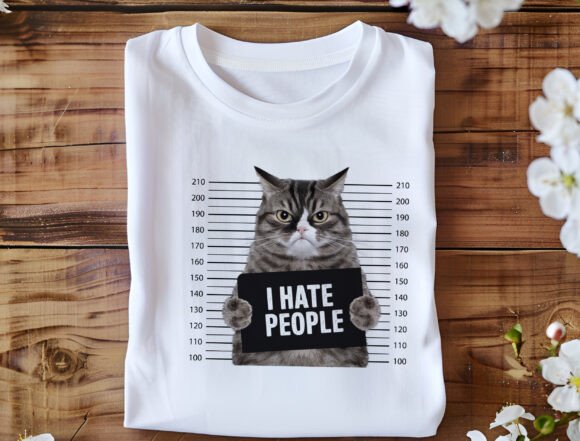 I Hate People Cat Png, Funny Cat Design
