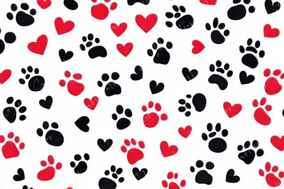 Download A Playful Pattern of Black and Red Paw - Playful pattern Collection