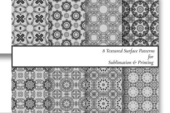 8 Grayscale Seamless Geometric Patterns