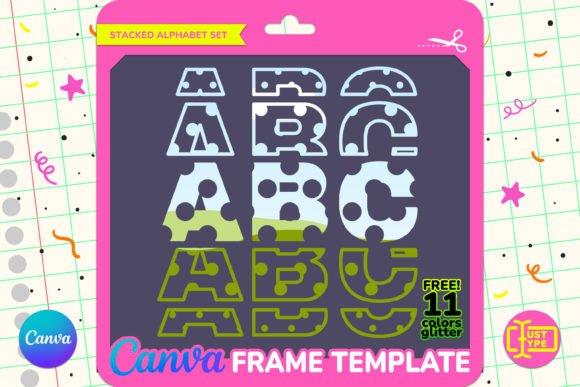 Polka Pattern Stacked Alphabet Canva