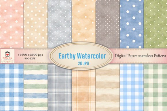 Earthy Watercolor Seamless Pattern Bundl