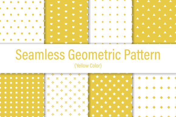 Yellow Seamless Geometric Pattern Set