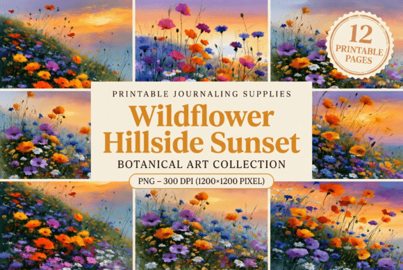 Wildflower Hillside Sunset