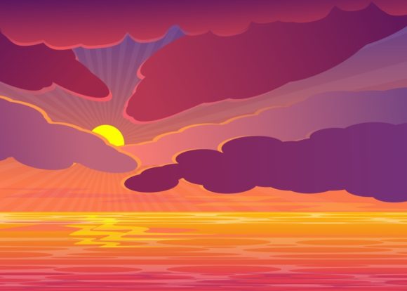Background with Sunset Illustration.