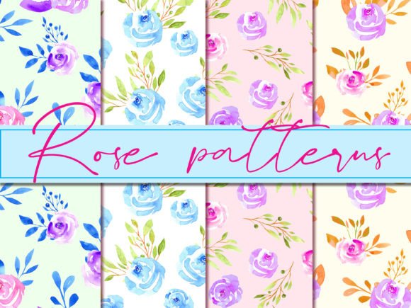 ROSES Watercolor Seamless Pattern