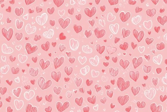 Download A Playful Pattern of Hand Drawn Hearts - Playful pattern Collection