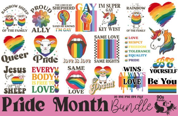 LGBTQ Pride Month Bundle 20 Retro Design