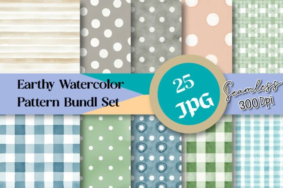 Earthy Watercolor Seamless Pattern Bundl