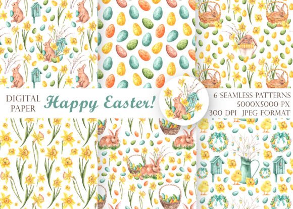 Easter Watercolor Seamless Pattern.